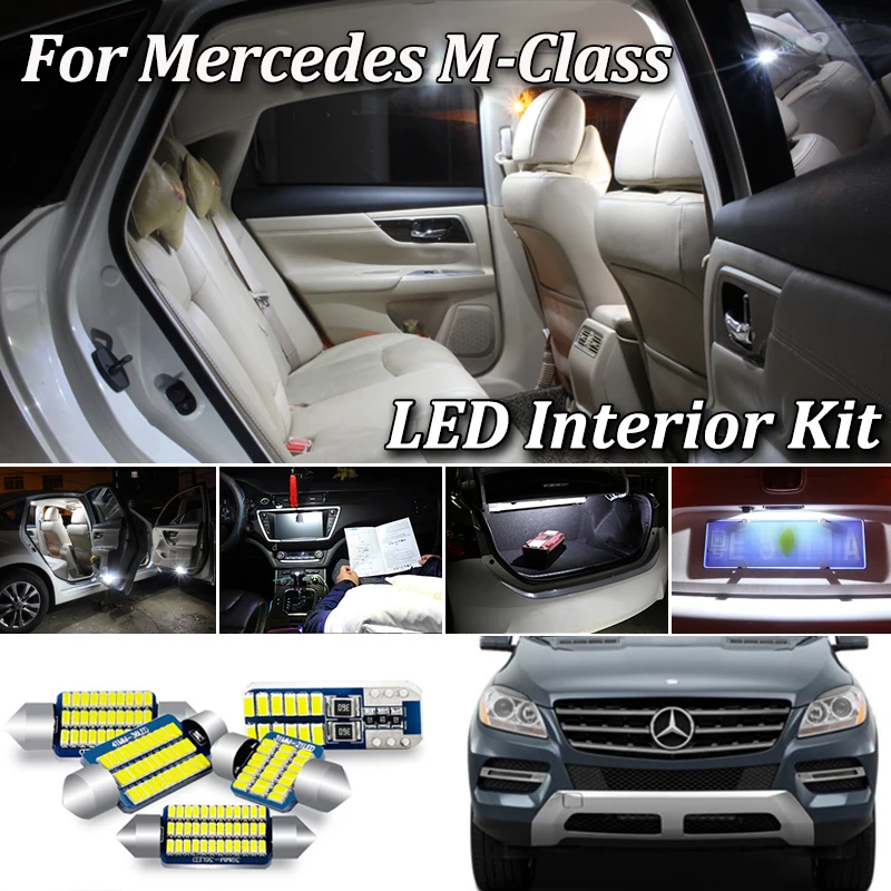 Hvid Canbus led Bil interiør lys Kit Til Mercedes Benz M ML-Klasse W163 W164 W166 AMG LED interiør lys (1998-2011) 0