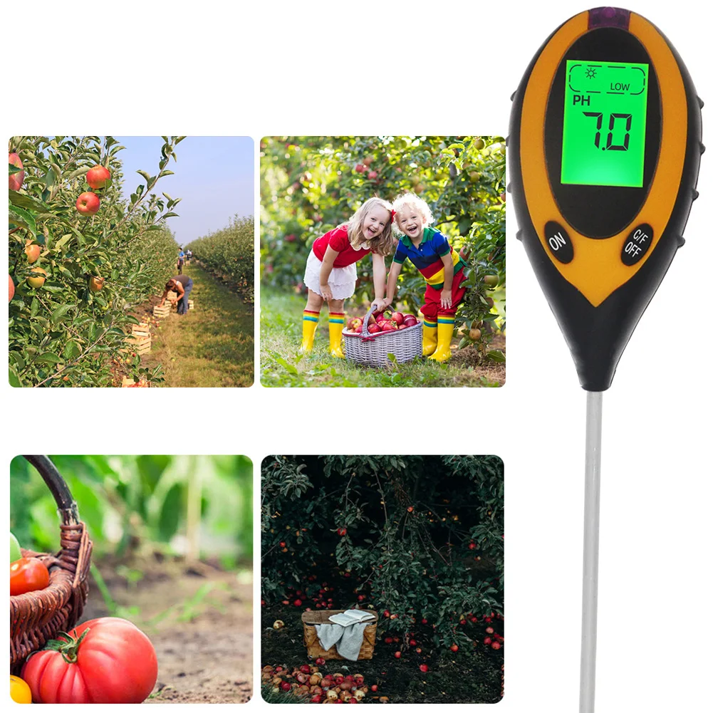 4 i 1 LCD-Jord Tester Plante, Blomst pH Fugt, Temperatur, Lys Analyzer For Landbrug Planter Blomster 0