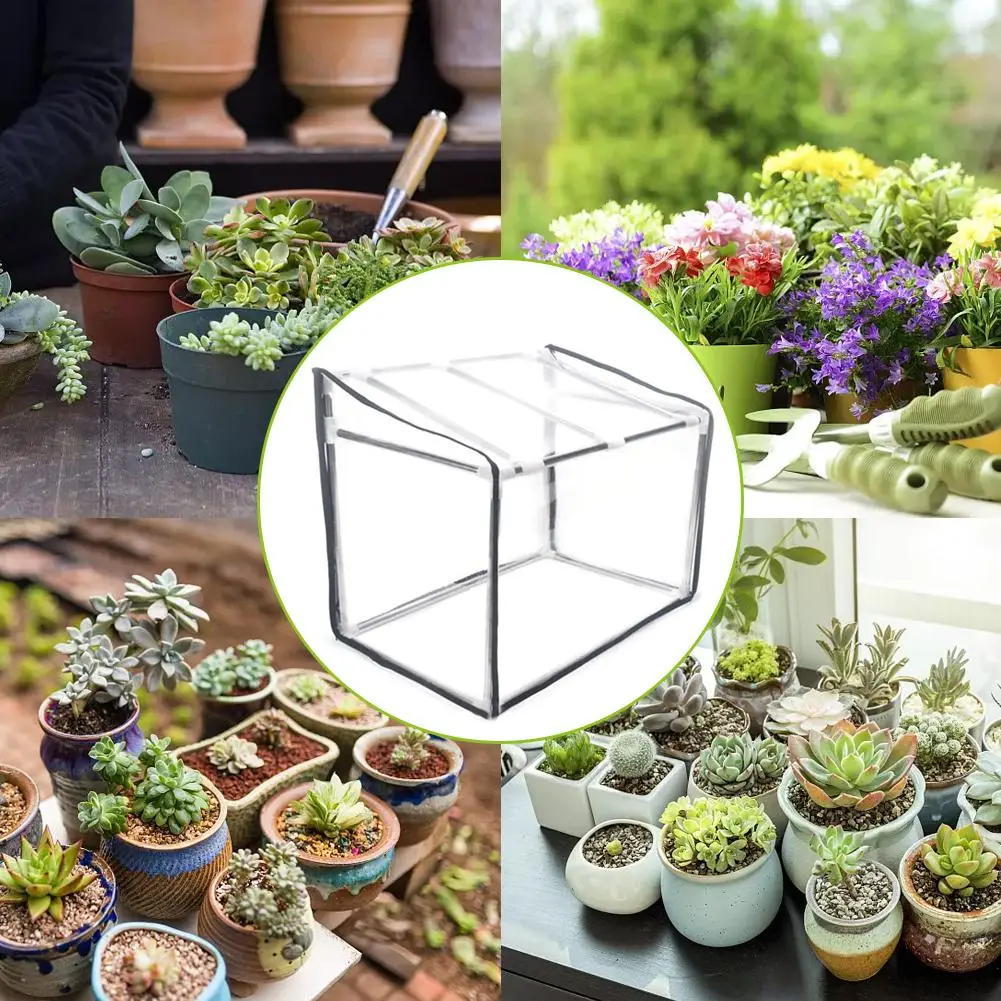 Mini-Planter, Drivhus, Indendørs Udendørs Urtepotte Dække Husly Gennemsigtige Bløde Glas Film Drivhus Til Haven Planter 0