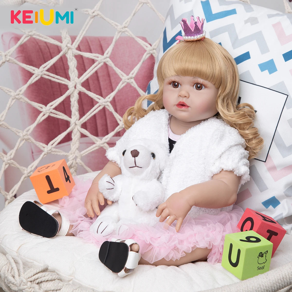 KEIUMI Reborn Dolls Full Vinyl Body 57cm Lifelike Fashion Princess Baby Doll Boneca Reborn Toy For Children's Day Gift 0