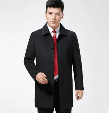 ZNG 2020 nye Vinter nye lange uldne uldne frakke mænd frakke midaldrende mærke cashmere frakke fars tøj 0