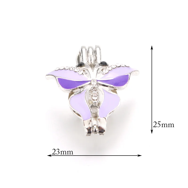 5pcs Lilla Butterfly Pearl Bur Medaljon Vedhæng Smykker DIY Perle Bur Aroma Æterisk Olie Diffuser Boks For Oyster Pearl 0