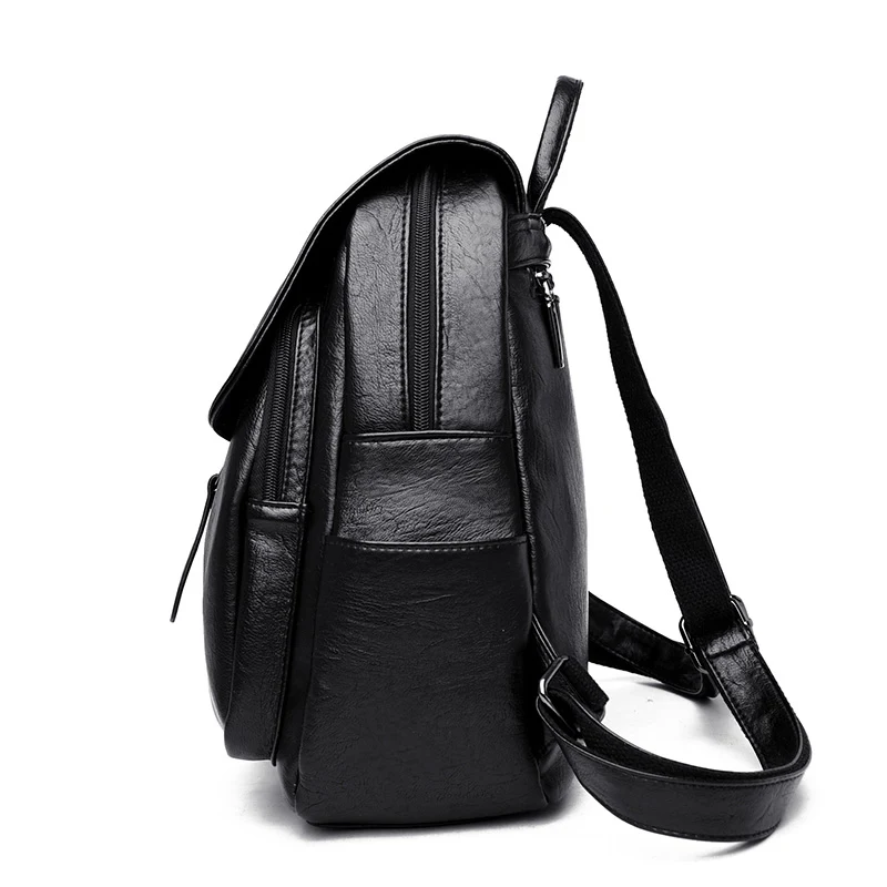 Mode sort kvinder rygsæk bagpack kvalitet læder dame, rejser, shopping tilbage pack vedhæng store skoletasker til piger packbag 0