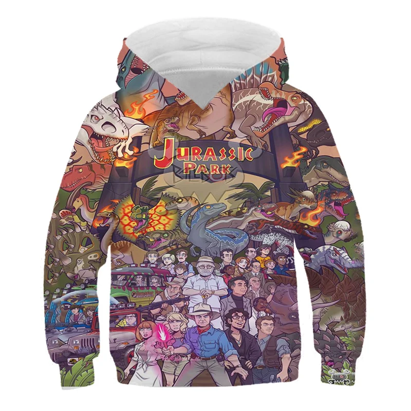 2021 Mode 3D Printet Dreng Pige Anime Hættetrøjer Jurassic Park Børn Casual Pullover Cool Toppe Kids Jacket Sweatshirts 0