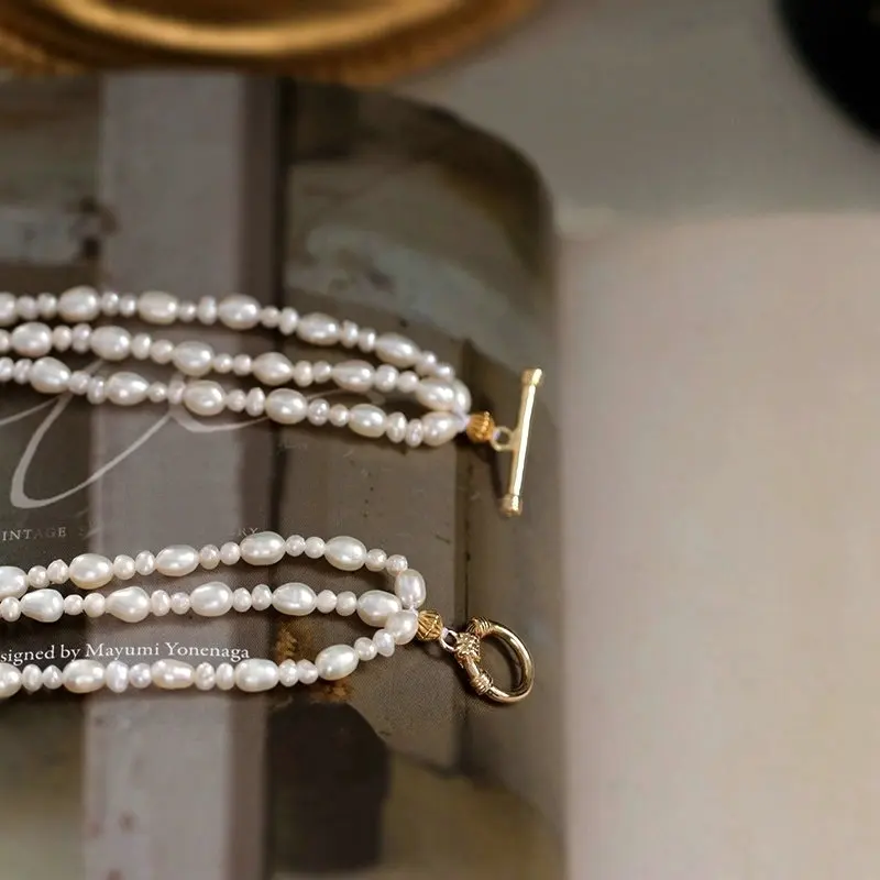 SINZRY udsøgt dame smykker håndlavet tre lag naturlige perle vintage perle halskæder chokers 0