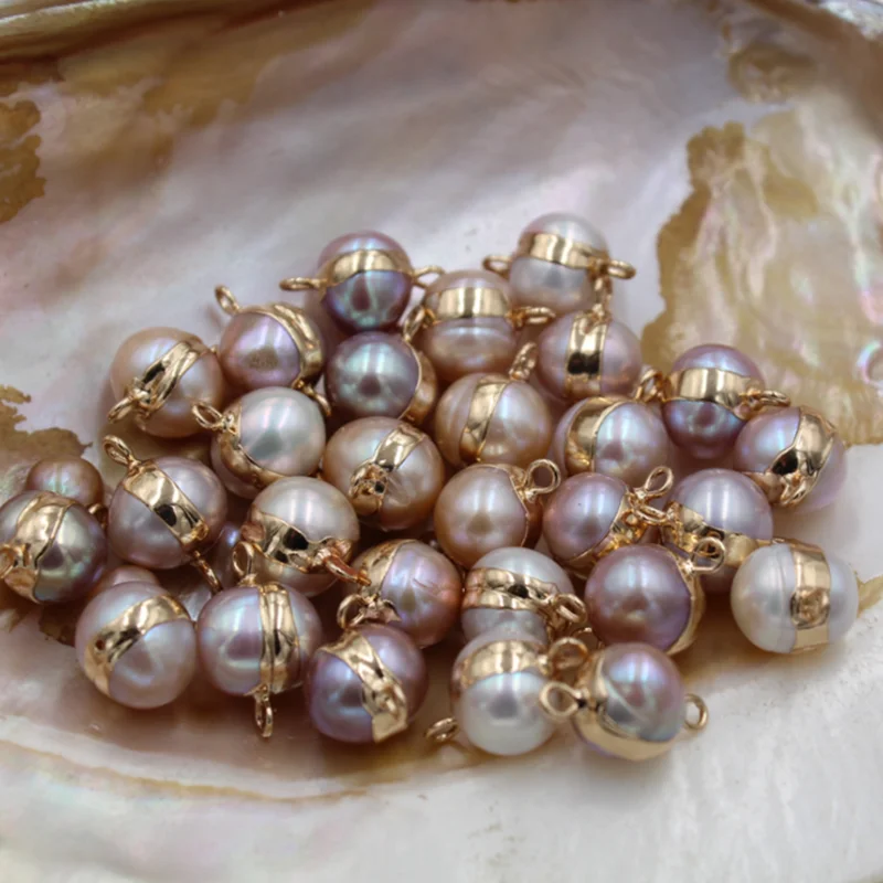 5pcs/masse 10mm Naturlige Ferskvands Perle Løse Perler Runde-Charme-Stik Perler Til gør det selv-Håndlavede Smykker at Gøre Tilbehør 0