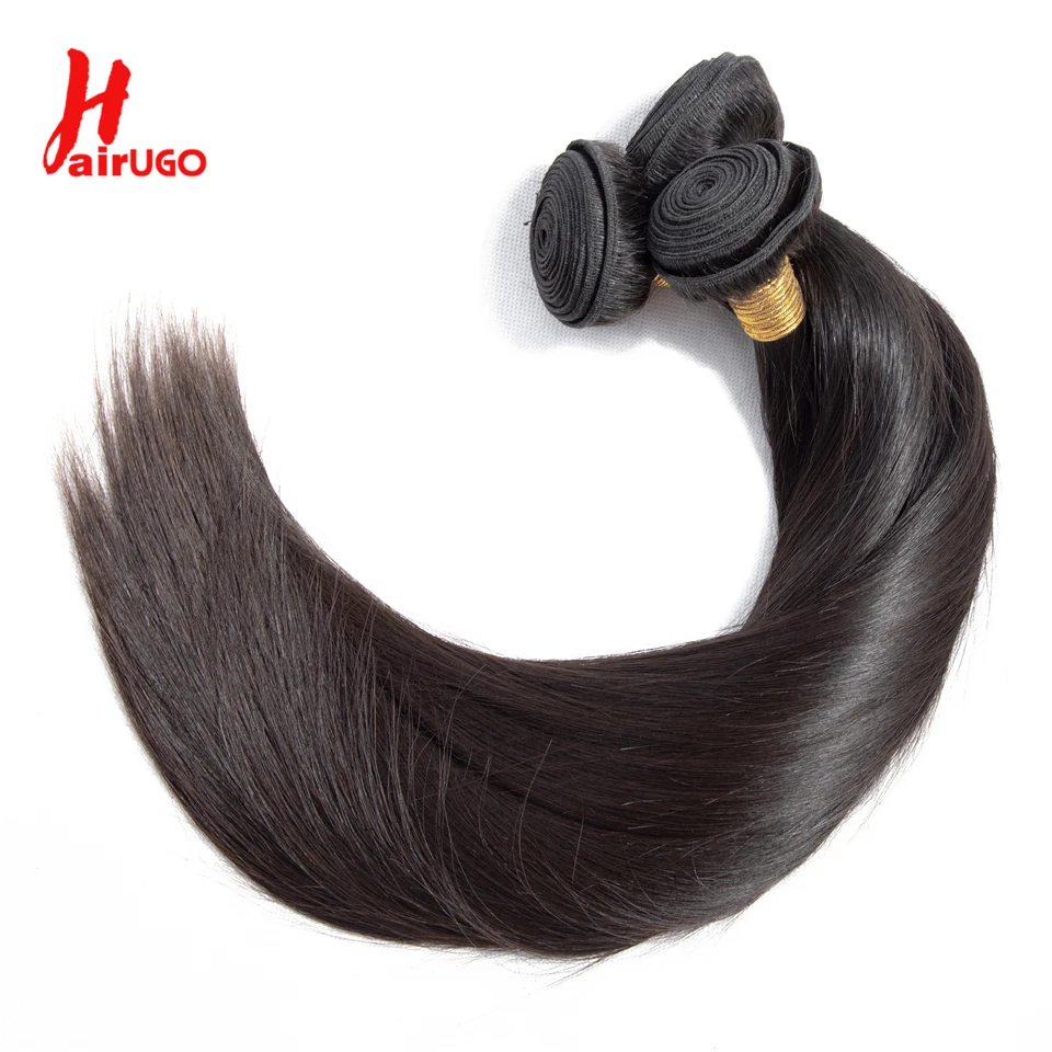 Brasilianske Straight Hair Weave Bundles Menneskehår Bundter Kan Købe Med Lukning Naturlige Farve HairUGo Non Remy Hår Vævning 0