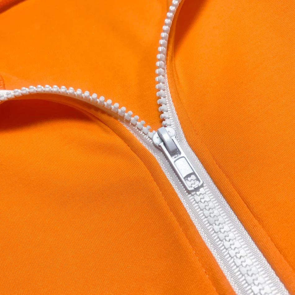 Mode Sved Passer Gymwear Orange Langærmet 2 Stykke Beskåret Jakke-Bukser Sæt Nye Designer 2019 Kvinder Træningsdragt 0