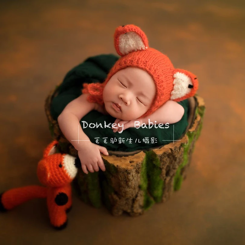 Creme Nyfødte Lion hat toy sæt Baby dreng hat Fotografering Udstoppede Dyr Strikket Spædbarn Bamse Bunny Outfit foto rekvisitter 0