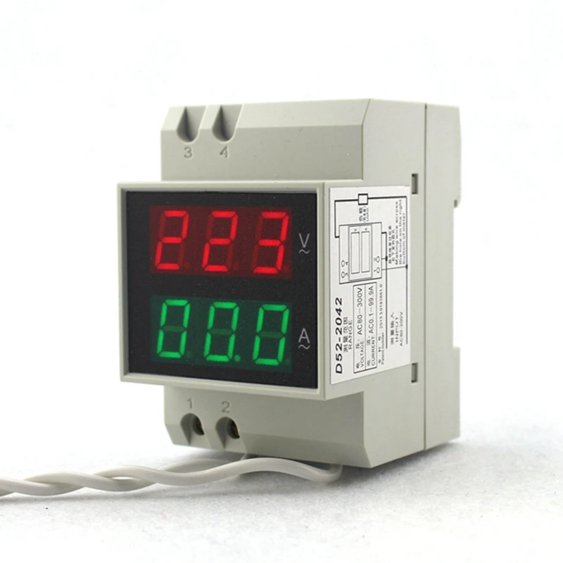 DIN-SKINNE AC 80-300V AC 200-450V AC 0.1-99.9 EN Dobbelt led Digital Voltmeter Amperemeter AC Spænding Nuværende Meter Skærm 0