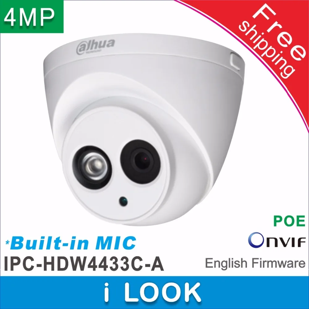 Gratis forsendelse Dahua Indbygget MIC HD 4MP network IP-Kamera IPC-HDW4433C-EN udskifte IPC-HDW1431S cctv Dome Kamera Understøtter POE 0
