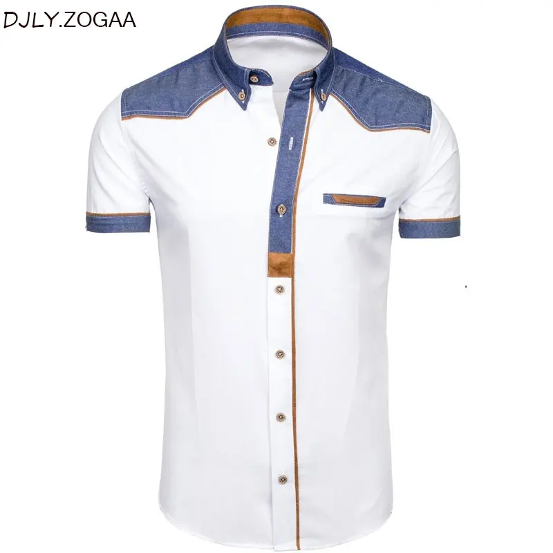 ZOGAA Skjorter til Mænd Mode, Denim Short Sleeve Formelle Shirts Mand Casual Sommer Tøj Toppe Slank Bomuld Plus Size Mandlige Shirts 0