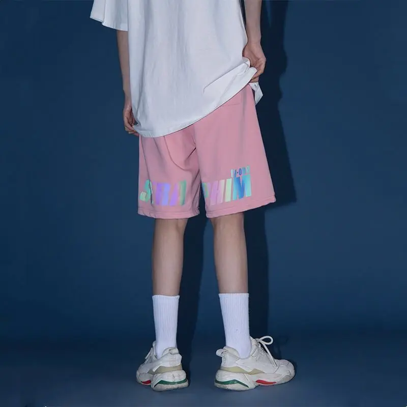 Kvinder Shorts Breve Laser Reflekterende Løs Streetwear BF Harajuku Smarte Ulzzang Elastisk Talje Unisex Par Lige-match 0