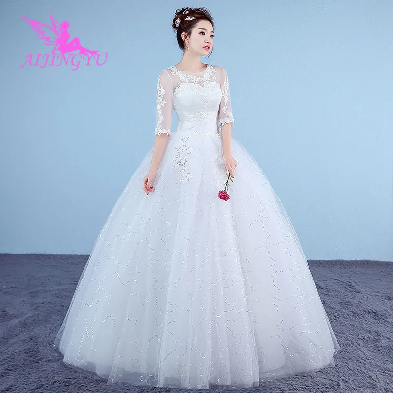 AIJINGYU 2021 elegante nye hot sælger billige bolden kjole snøre tilbage formelle kjoler til brudens brudekjole WK270 0