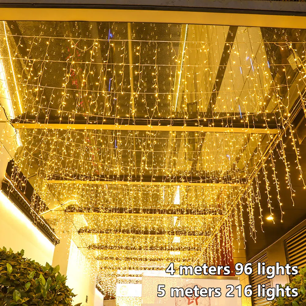 Julelys Udendørs Udsmykning 4/5 Meter Hænge på 0,4-0,6 m Led Curtain Icicle String Lys bryllupsfest Garland Lys 0