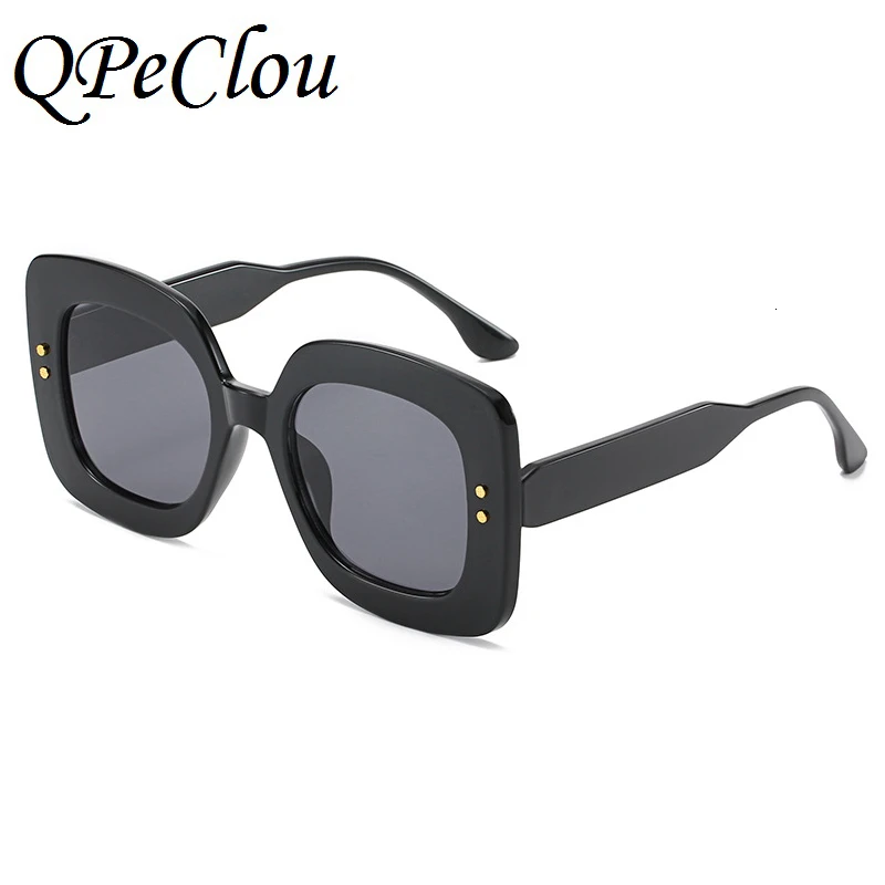 QPeClou Helt Overdimensionerede Solbriller Kvinder Retro Nitte Square solbriller Mode Vintage Plast Gradient Oculos De Sol UV400 0