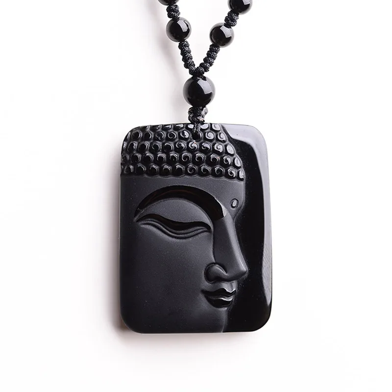 KYSZDL DropShippin Natural Obsidian Sten top mode krystal vedhæng Buddha-Buddha Hoved halskæde Vedhæng gave til mænd og kvinder 0