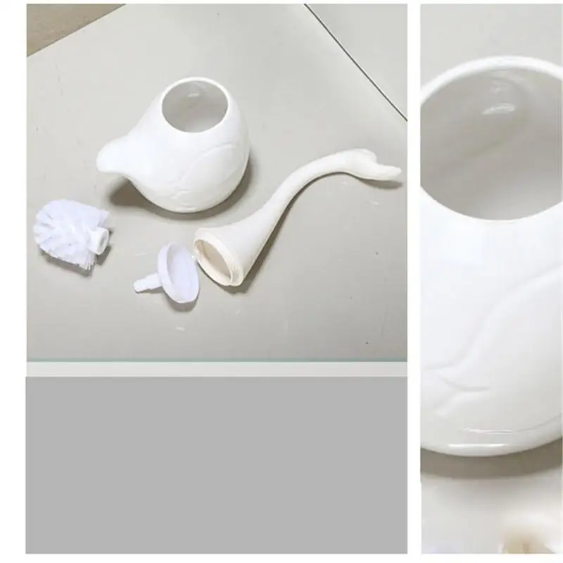 Innovative Swan Form Toilet Børste Badeværelse Tilbehør Keramiske Base Plast Håndtag Rensebørste Til Badeværelse Home Hotel 0