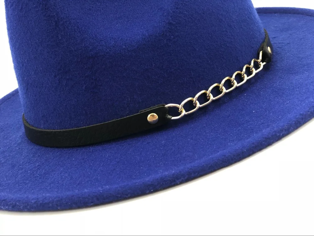 Uldent Filt Hat Mænd Fedora Hatte med Kæde Kvinder Vintage Trilby Caps Uld Fedora Varm Jazz Hat Chapeau Femme feutre Panaman hat 0