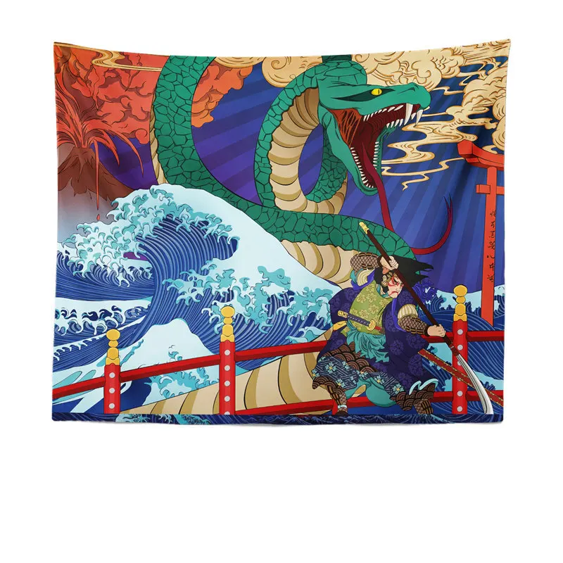 Japan Ukiyo-E Japansk Stue Tæppe Bølger Gobelin Dekorative Maleri Kanagawa Surfing Baggrund Klud 0