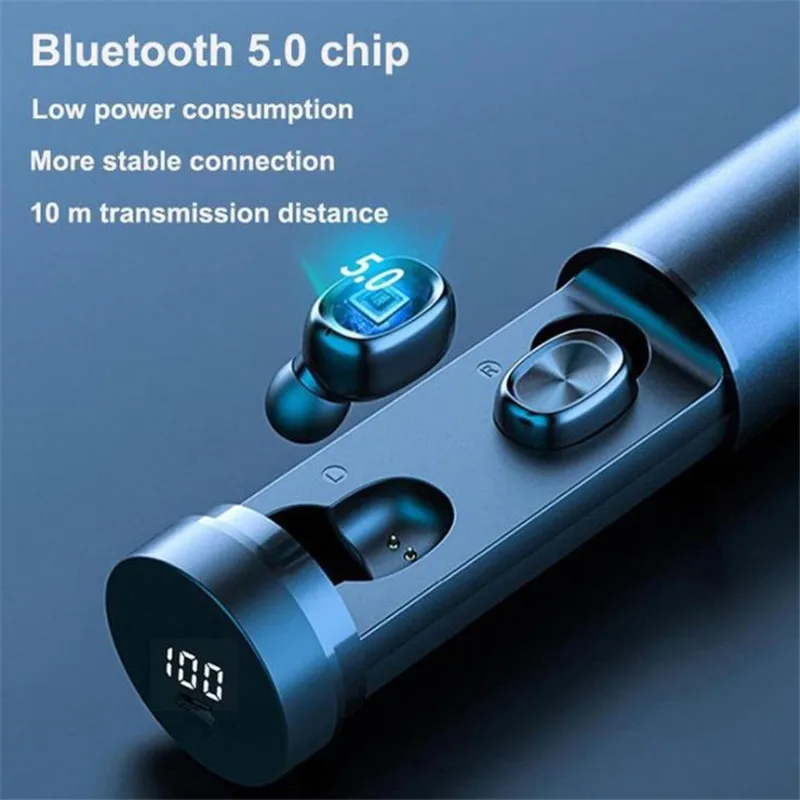 UNITOP TWS B9 Bluetooth-Hovedtelefon 5.0 Wireless Touch Kontrol HIFI Sport Hovedtelefoner MIC Øretelefoner 3d Gaming Musik i Stereo Headset 0