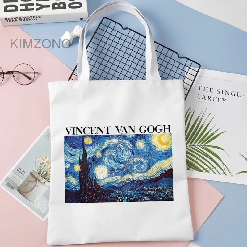 Van Gogh shopping taske eco jute taske genanvendelige tote taske bolso taske bolsa compra bolsas ecologicas vævet tote få fat i 0
