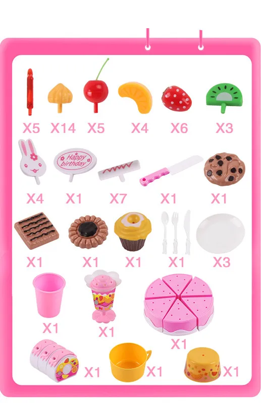 75Pc DIY Foregive Spil Frugt Cutting Fødselsdag Kage Køkken Legetøj Sæt Mad Juguete Toy Pink Blå Gave til Piger, Børn, Børn 0