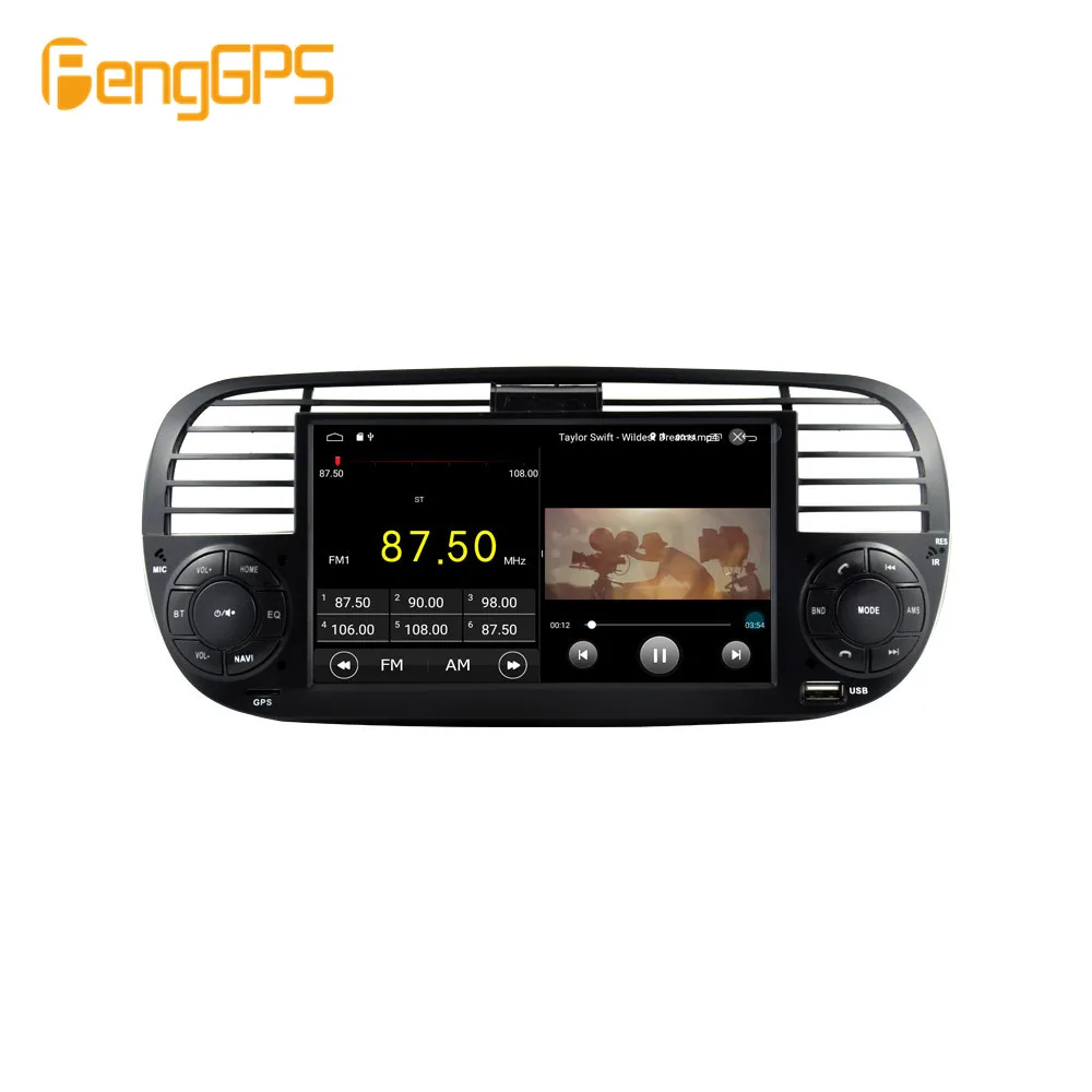 Android9.0 Bil gps multimedia DVD-afspiller til FIAT 500 2007 2008 2009 2010 Navigation, auto stereo med wifi, bluetooth radio 0