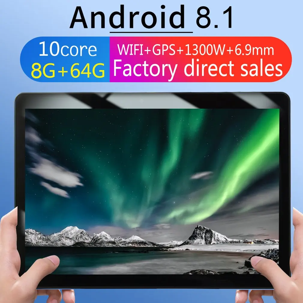 KT107 rundt hul tablet Nand Flash 64 GB10.1 Tommers HD-tv med Stor Skærm TIL Android Version 8.10 Bærbare Tablet 8G+64G Sort Tablet 0