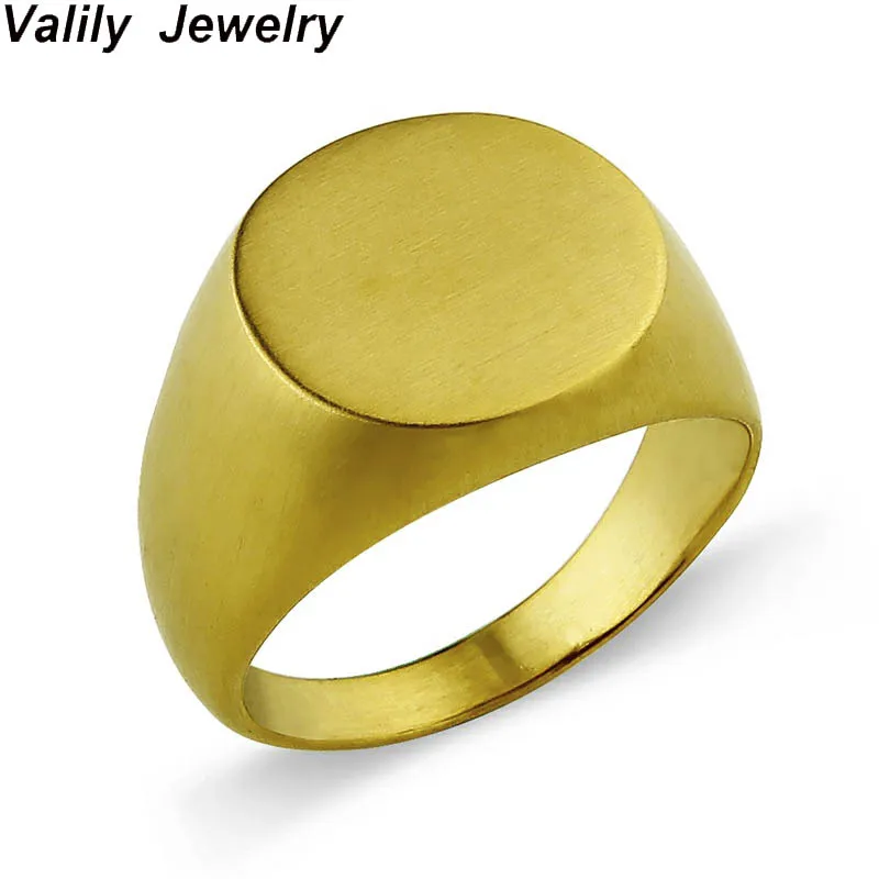 Valily Herre Ring Enkle Oval Mat Ring Mode Guld Farve Finger Band Ring Mænd i Rustfrit Stål Signet Ringe til kvinder 0