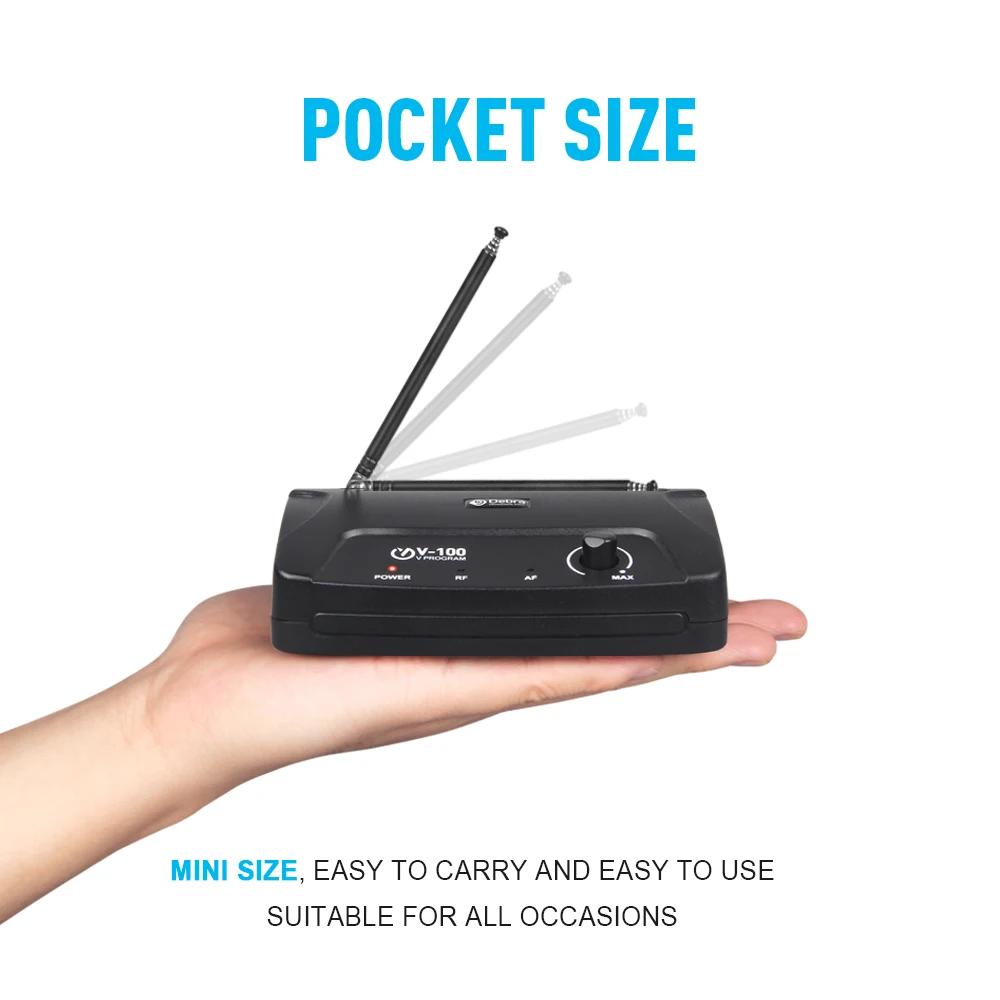 Debra mini V-100 VHF Trådløse Mikrofon-System Med Bærbare Sag og Håndholdte eller Lavalier eller Heatset for karaoke 0