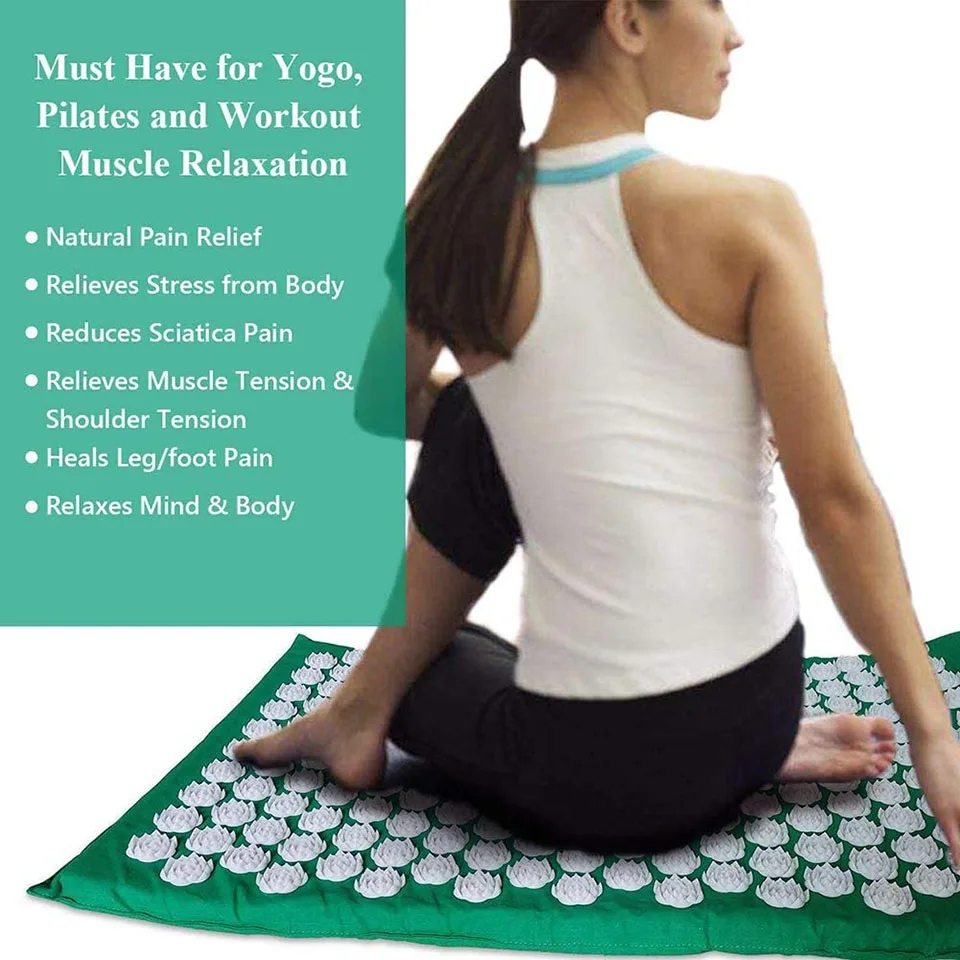 Getinfit Massage Yoga Måtten Akupressur Måtten og Pude Sæt Nakke Fod Massager Smerter, Stress Relief Massage Pad 0