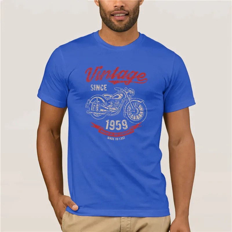 Tshirt mænd Vintage Siden 1959 Fødselsdag, Gave, Motorcykel Cykel Bomuld personlighed T-shirt 0