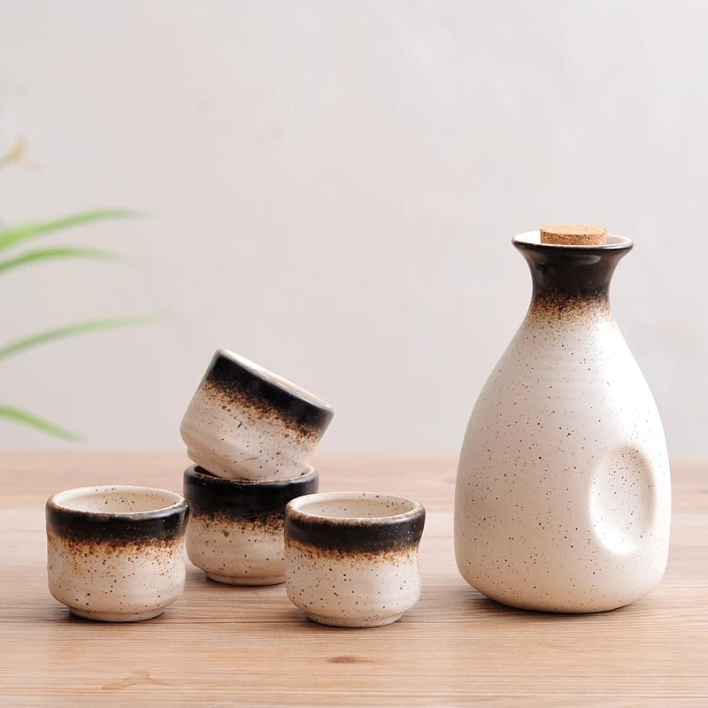 Japansk stil skyld keramik dispenser spiritus, vin pot hvid vin kop sæt husstand høj temperatur creamic barware winebowl 0