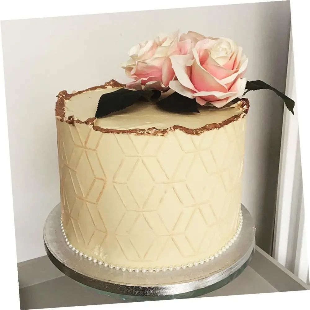 Yueyue Sugarcraft Kage Stencil Geometriske rhombus kage udsmykning værktøjer bryllup kage dekoration fondant kage skimmel 0