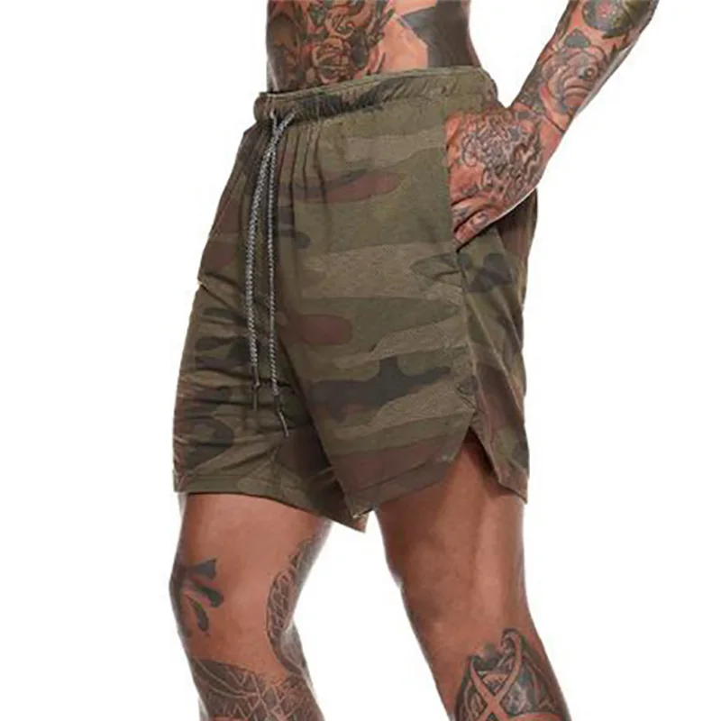 Mænd ' s Camouflage Fitness-Shorts til Mænd 2 i 1 Fitnesscentre Shorts Mandlige dobbelt-deck Hurtig Tørring Sikkerhed Lomme Shorts Jogging Shorts Mænd 0