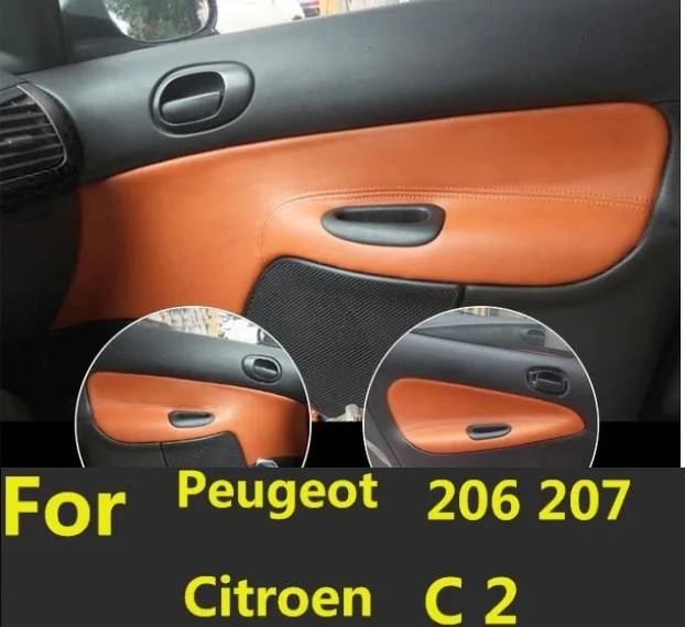 4STK/SÆT Mikrofiber Front / bagpanel Paneler Armlæn Læder Cover Beskyttende betræk Til Peugeot 206 207 /Citroen C2 0