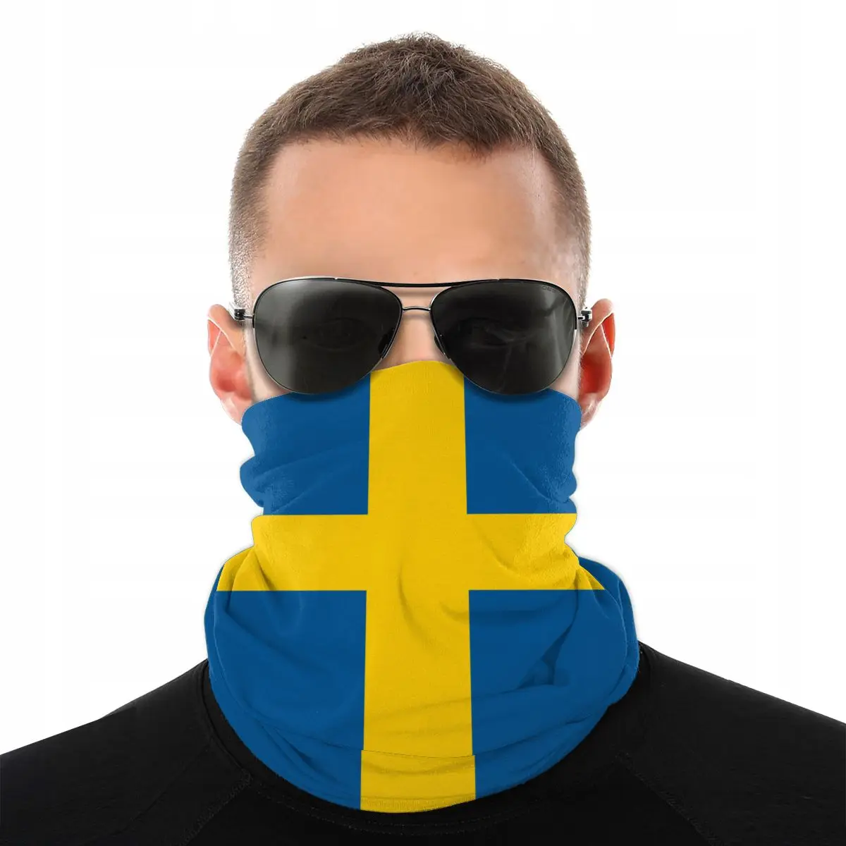 Svenske Flag Tørklæder Halve Ansigt Maske Mænd Kvinder Halloween Hals Manchet Problemfri Bandanas Støvtæt Hovedbøjle Udendørs Klatring 0