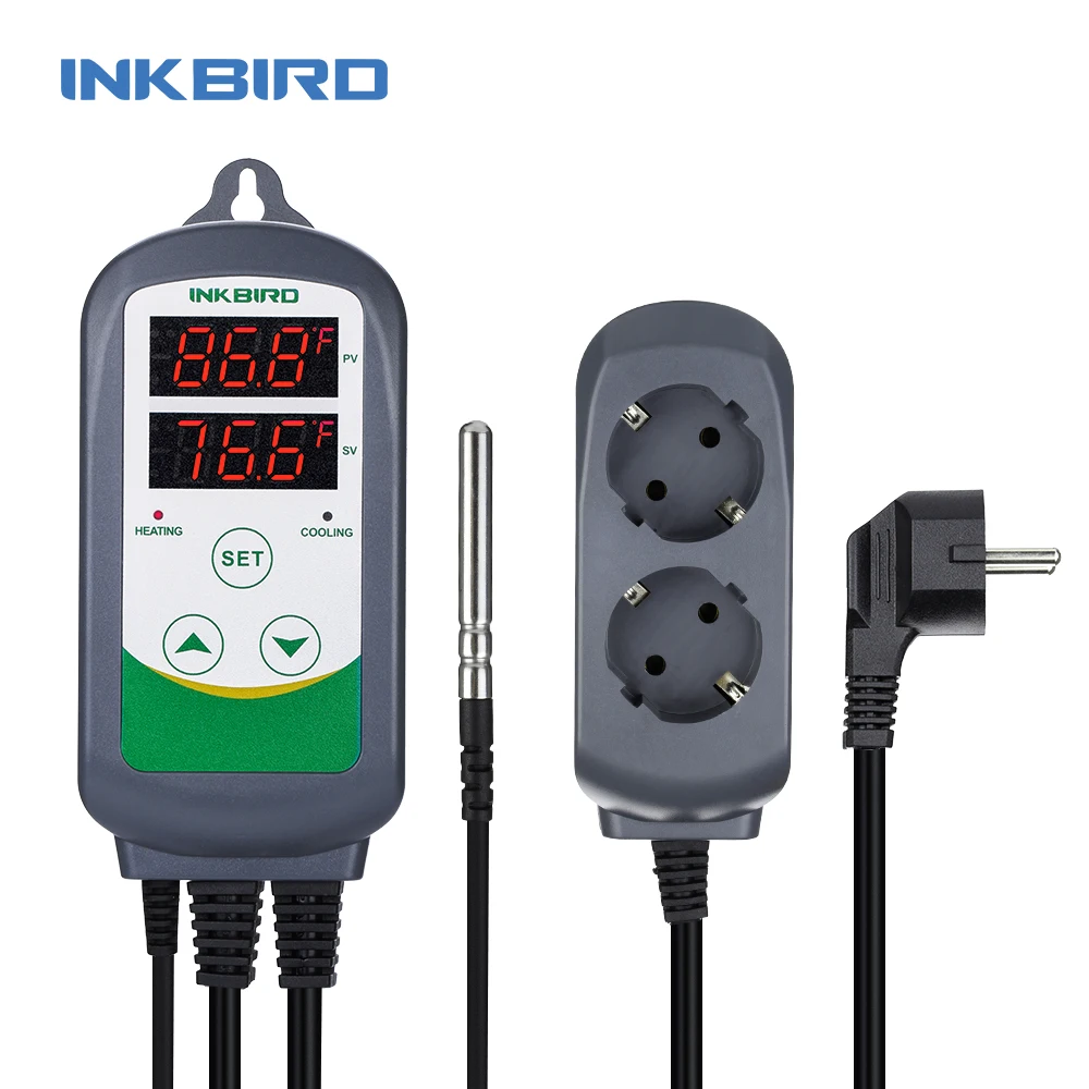 Inkbird ITC-308 Op til 2.000 W(220V) Opvarmning og Køling Dobbelt Relæ temperaturregulator for elektriske apparater til homebrew 0