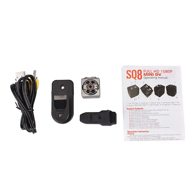 SQ8 Mini Video Kamera, 1080P Night Vision Sensor Krop, Bevægelse Mikro DVR Kamera 0