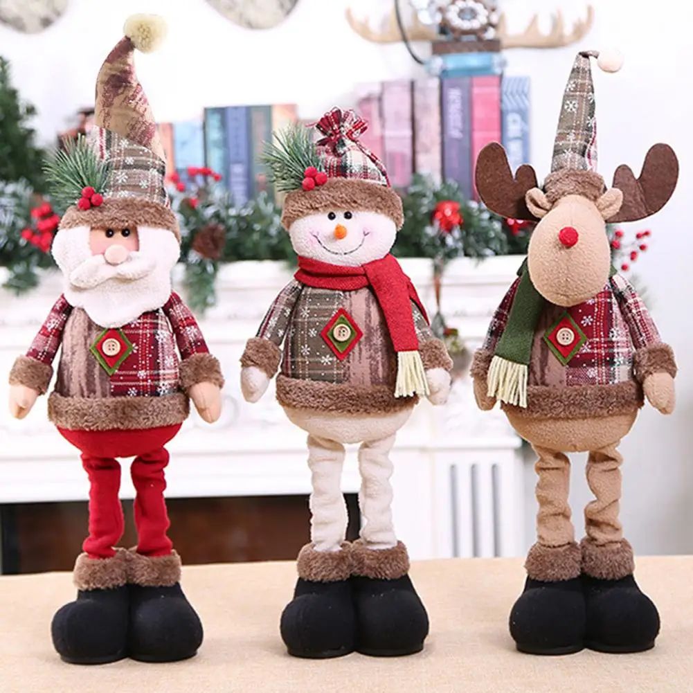 Stor Størrelse Jul Optrækkelige Dukker Santa Claus, Sne Mand, Elk Legetøj Cmas Figurer Julegave Til Kid Red Cmas Træ Ornament 0