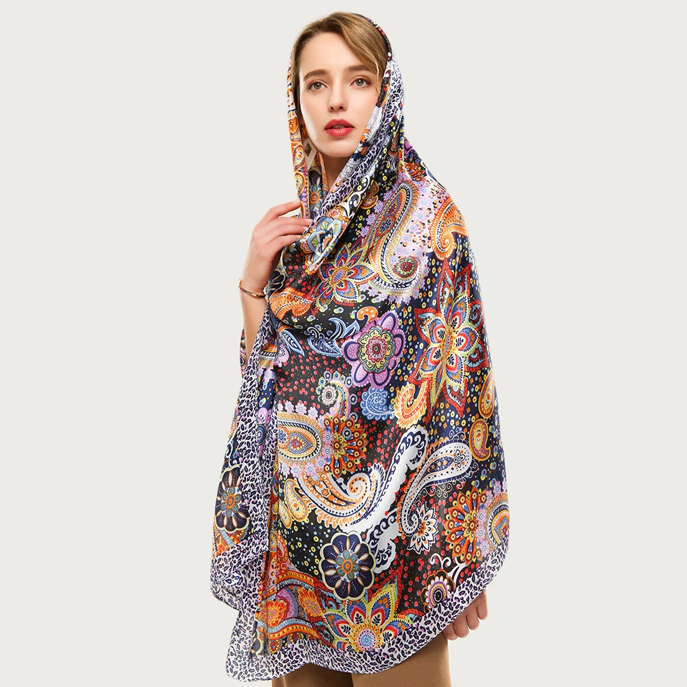 For Luksus kvinder silke tørklæde lyse paisley design foulard wrap bløde stjal [5009] ~ Tøj Tilbehør / www.gourmetconnection.dk