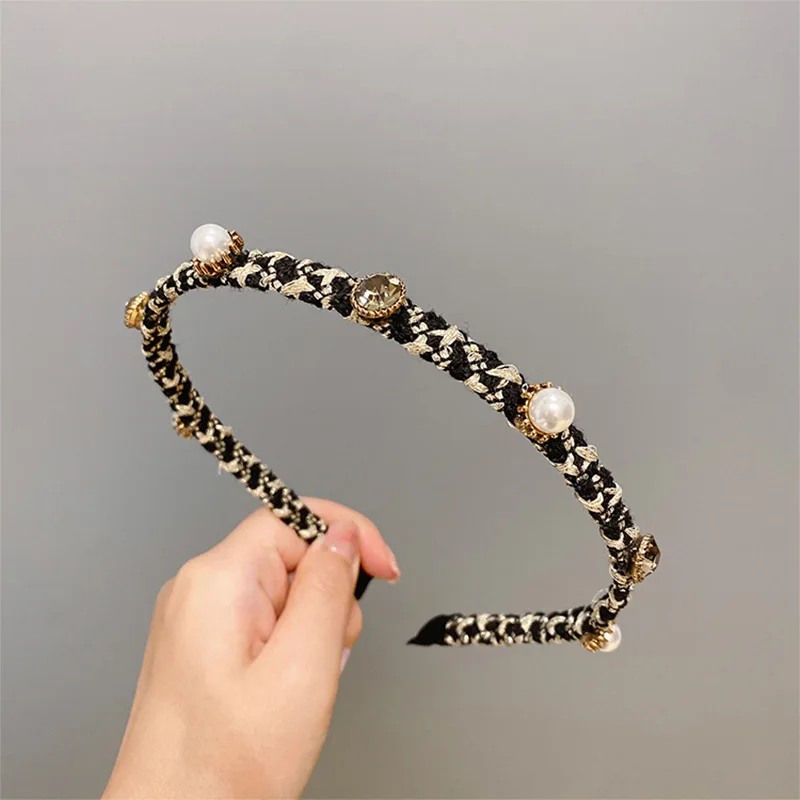 TIMEONLY koreansk mode Imiteret perler hairwear skinnende rhinestones cirkel klud hår bands til kvinder, damer Trendy jewellry 0