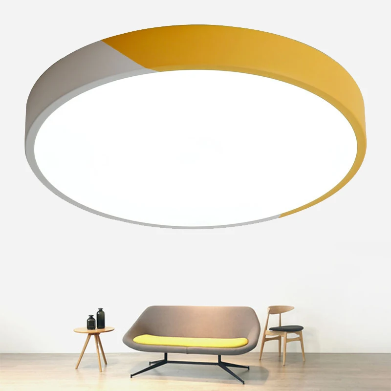 Moderne Ultra-tynd 5cm Dobbelt farve LED Loft Lamper Kreative Strygejern Rund Stil loftsbelysning til Stue, Soveværelse Foyer 0