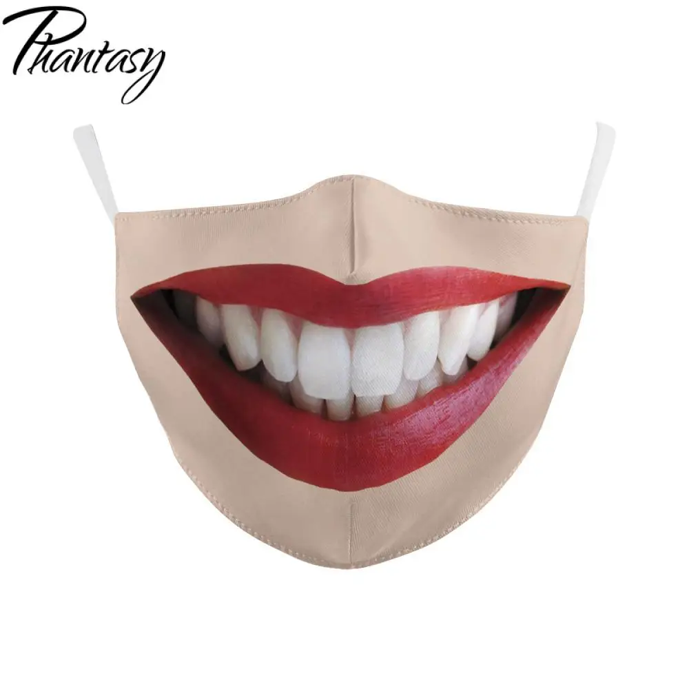 Phantasy Mode Genanvendelige Beskyttende Anti Støv ansigtsmaske Genanvendelige Munden-dæmpe Sjove Tegneserie Udskrivning Unisex Halvdelen Munden Maske 0