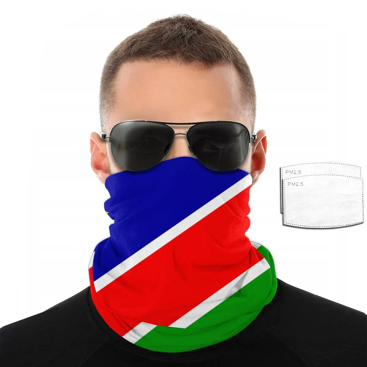 Namibia Flag Ansigt Tørklæde Med 2 Stk Filter Multi-purpose Tørklæde hovedbøjle riding maske 0