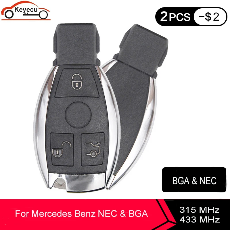 KEYECU Udskiftning AKDZ Smart Fjernbetjening Nøgle 3-Knappen 315/433MHz BGA & NEC for Mercedes-Benz A E S G CLK SLK ML Klasser 2000+ År 0