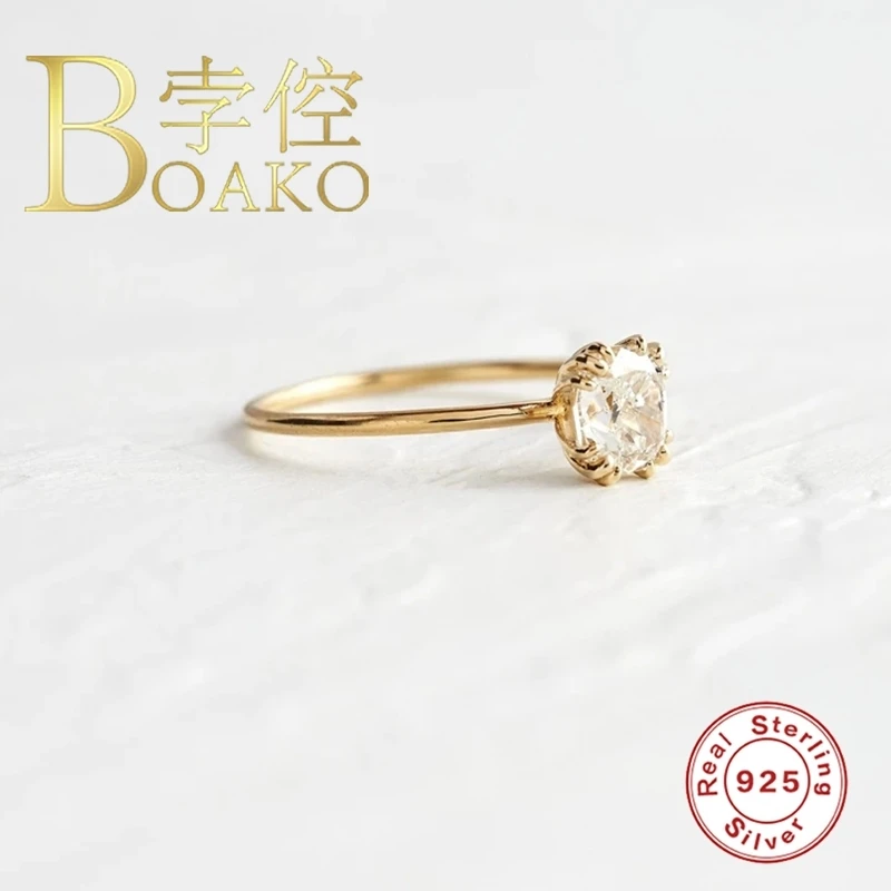 BOAKO Lilla Zircon Ring 925 Sterling Sølv Anillos Guld Ring For Kvinder Luksus 2020 Gave Fine Smykker Vielsesring Bague Bijoux 0