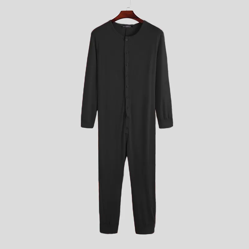 Mænd, Pyjamas Buksedragt Homewear ensfarvet langærmet Komfortable Knappen Fritid Nattøj Mænd Rompers Nattøj S-5XL 0