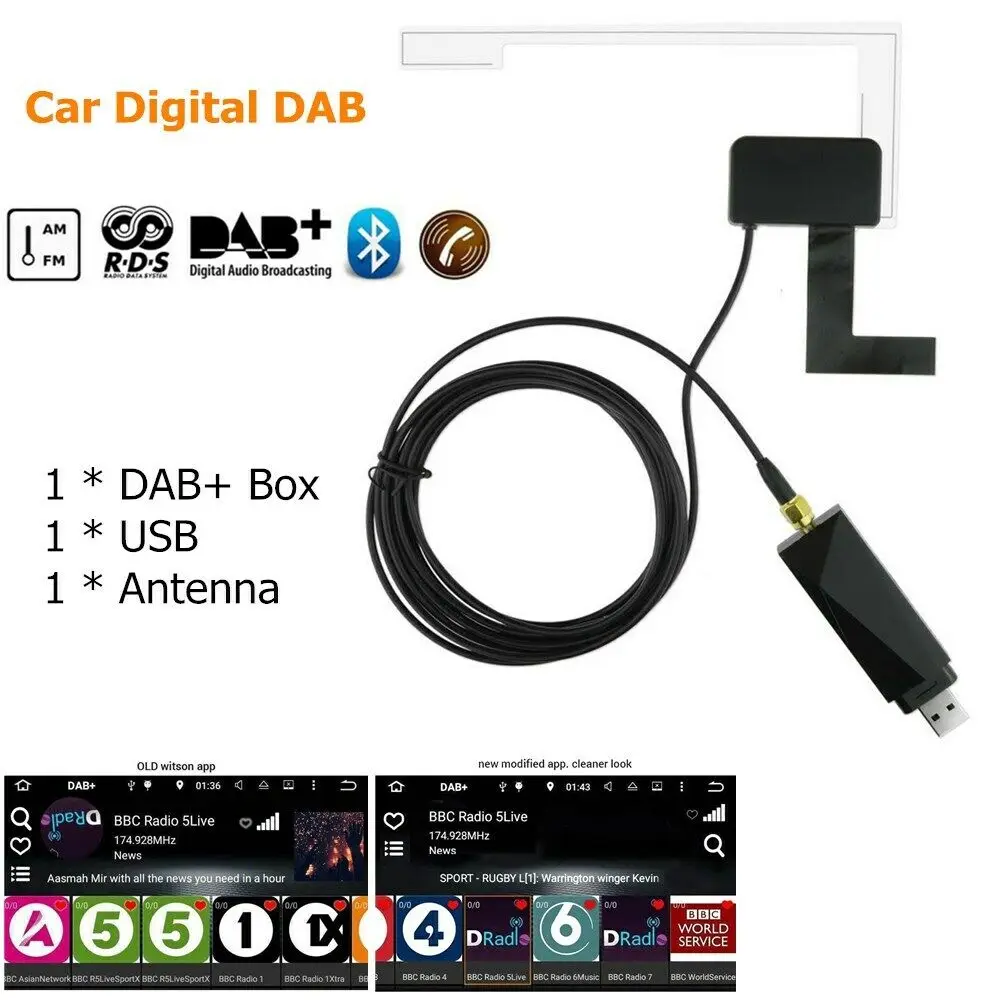 Dab Radio-Modtager I Bil Antenne Digital DAB+ Adapter til Aux Tuner Box Audio USB-Forstærket Loop Antenne Android Afkodning Radioer 0